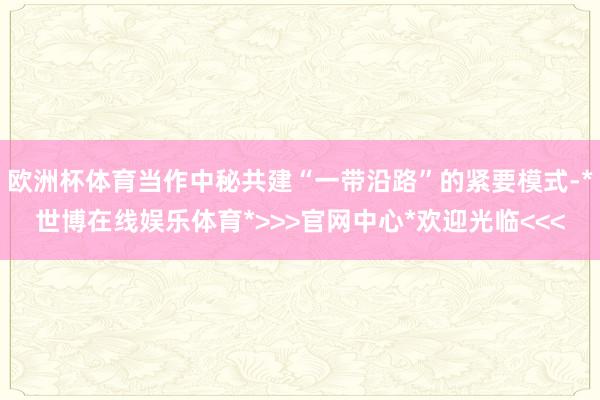 欧洲杯体育当作中秘共建“一带沿路”的紧要模式-*世博在线娱乐体育*>>>官网中心*欢迎光临<<<