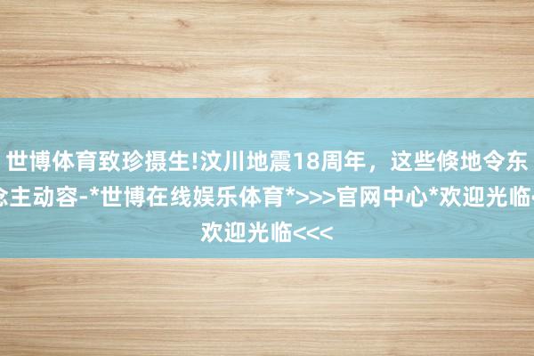 世博体育致珍摄生!汶川地震18周年,这些倏地令东说念主动容-*世博在线娱乐体育*>>>官网中心*欢迎光临<<<